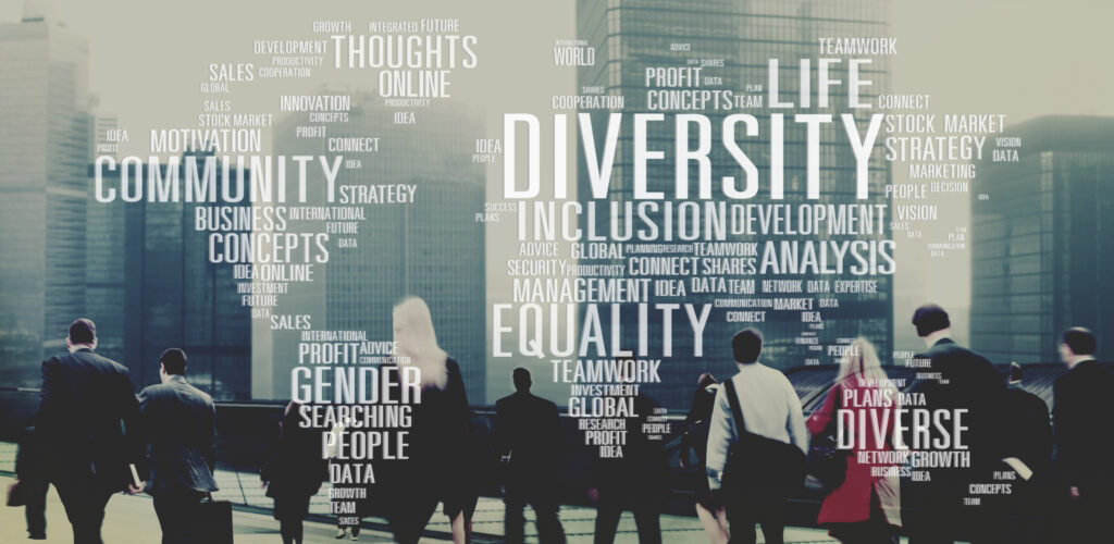 Diverse equality gender innovation management concept